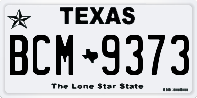TX license plate BCM9373
