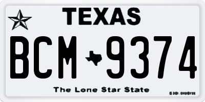 TX license plate BCM9374