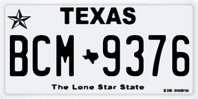 TX license plate BCM9376