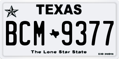 TX license plate BCM9377