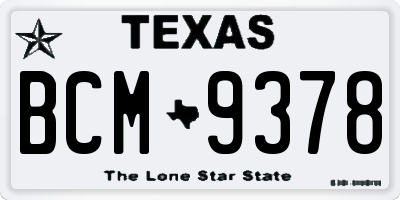TX license plate BCM9378