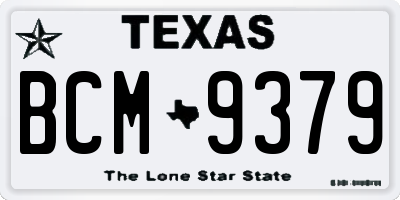 TX license plate BCM9379