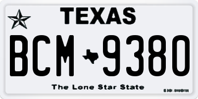 TX license plate BCM9380