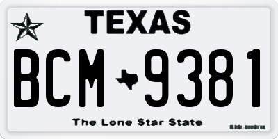 TX license plate BCM9381