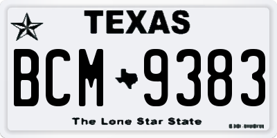 TX license plate BCM9383