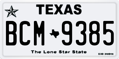 TX license plate BCM9385