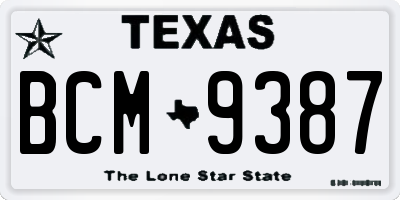 TX license plate BCM9387