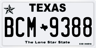 TX license plate BCM9388
