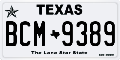 TX license plate BCM9389