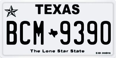 TX license plate BCM9390