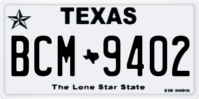 TX license plate BCM9402