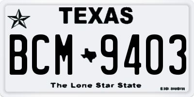 TX license plate BCM9403