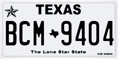 TX license plate BCM9404