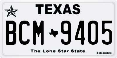 TX license plate BCM9405