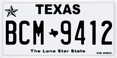 TX license plate BCM9412