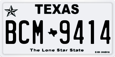 TX license plate BCM9414