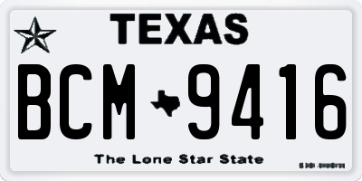 TX license plate BCM9416