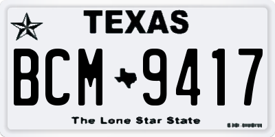 TX license plate BCM9417