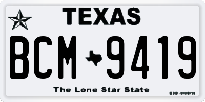 TX license plate BCM9419