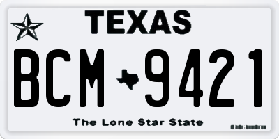 TX license plate BCM9421