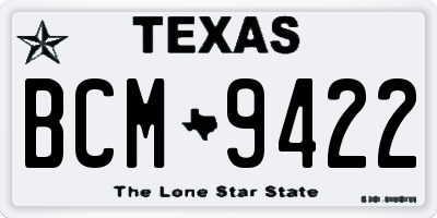 TX license plate BCM9422