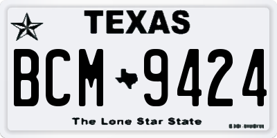 TX license plate BCM9424