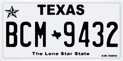 TX license plate BCM9432
