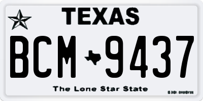 TX license plate BCM9437