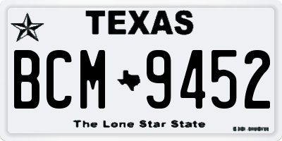 TX license plate BCM9452