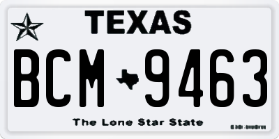 TX license plate BCM9463