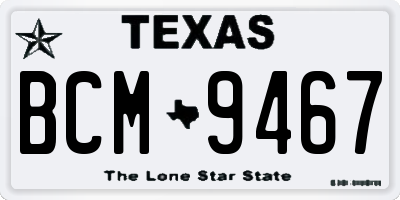 TX license plate BCM9467