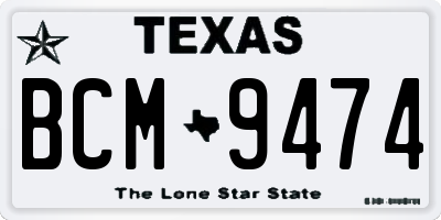TX license plate BCM9474