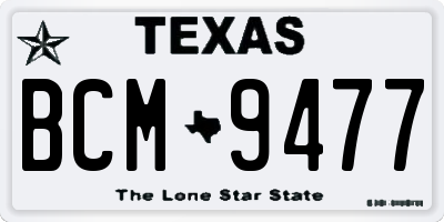 TX license plate BCM9477