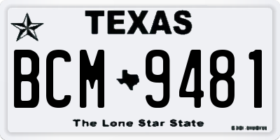 TX license plate BCM9481