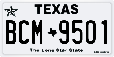 TX license plate BCM9501