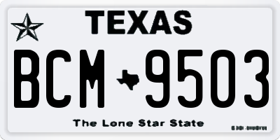 TX license plate BCM9503