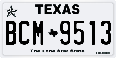 TX license plate BCM9513