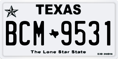 TX license plate BCM9531