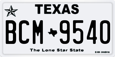TX license plate BCM9540