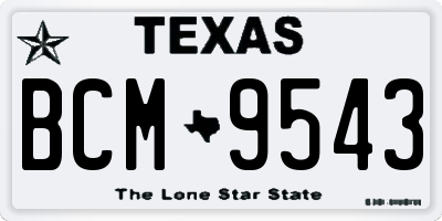 TX license plate BCM9543