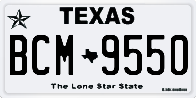 TX license plate BCM9550