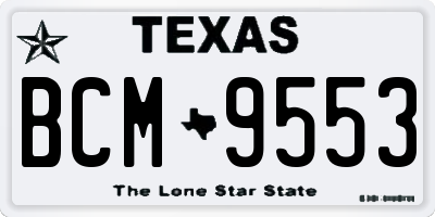 TX license plate BCM9553