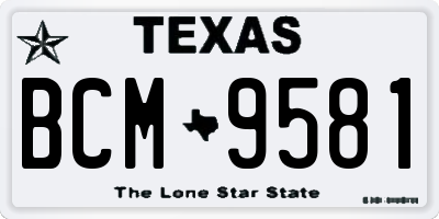 TX license plate BCM9581
