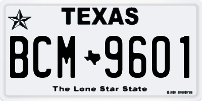 TX license plate BCM9601