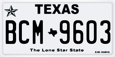 TX license plate BCM9603