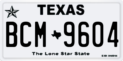 TX license plate BCM9604