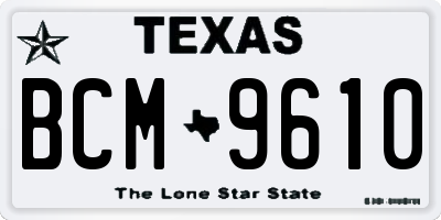TX license plate BCM9610
