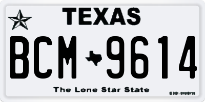 TX license plate BCM9614