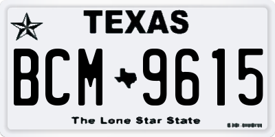 TX license plate BCM9615