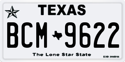 TX license plate BCM9622